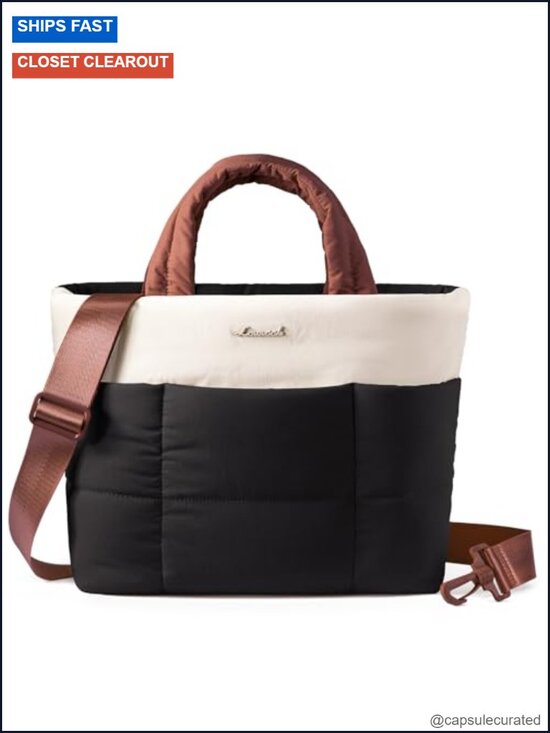 Handbags - Mini Puffer Tote Bag - Crossbody Shoulder Satchel with Pockets